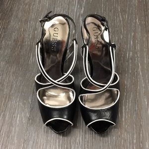Guess Black and White Heels, 6M
